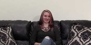 Teen Serenity penetrated and facial on casting couch