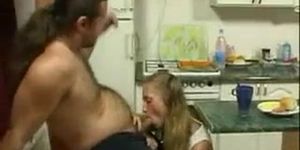 BritishTeen Daughter seduce father in Kitchen for sex