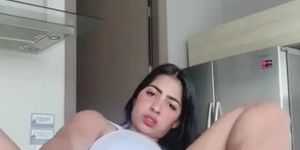 latina with perfect big boobs taking dildo