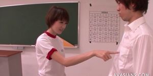 Naughty asian gives hot blowjob to her teacher - video 1