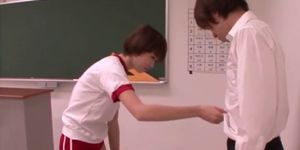 Asian teenie sucking her teacher hard penis
