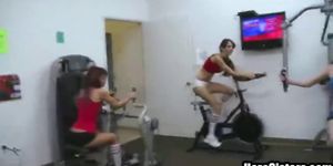 Sorority babes work out till their exhausted