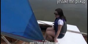 Brunette teen blows a dick and gets fucked on her sailboat