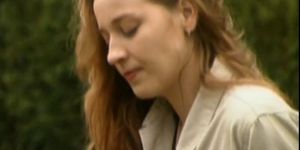 French redhead student anal fucked in a parc