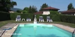 Sensual massage and sex in the garden of a hotel