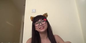 cute busty teen blowjob in tiger ears and CIM