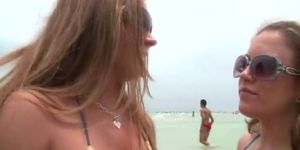 Beach sluts are up for threesome action