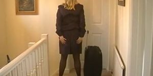 Pantyhose Stewardess In Authentic Flight Attendant Uniform