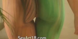 Painted bodies masturbate naked - video 2