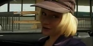 Blonde Masturbates in the car