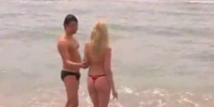 Smoking hot blonde has her pussy pounded furiously at the beach