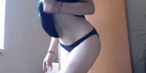 Very sexy brunette dance on webcam