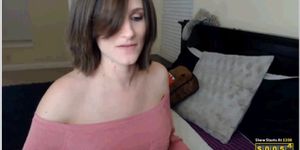 hot white girl plays with her tits.