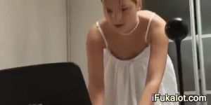 luxury girl before webcam on her laptop - video 2