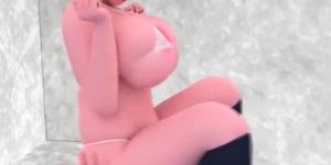 Animated babe gets her massive boobs fucked