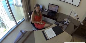 Sexy latina teen secretary gets fucked hard in the office