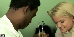 Cute teen fucking with old black doctor