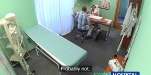 FAKE HOSPITAL - Patient gives his hot brunette nurse a cream pie