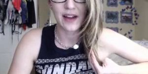 Busty girl with glasses showing her great body - video 2