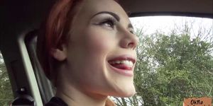 British babe Ella Hughes repays a stranger with her pussy