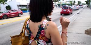 Sexy Latina fucks for cash in public (Kitty Caprice)