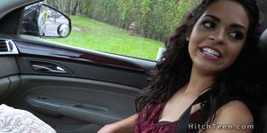 Hot busty Latina bangs in car in woods (Vienna Black)