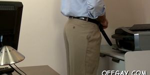 Hot office gay threesome - video 4