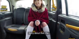 Sexy hot Kitty Misfit fucks in the taxi on a snowy day