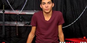 BOY CRUSH - Pretty young Latino jacks off and cums on his own face