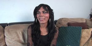 Casting tranny giving POV blowjob