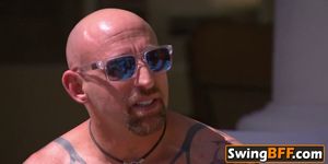 Bald dude gets his big dick sucked