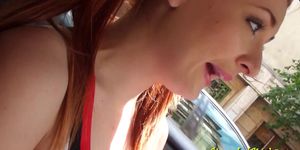 Redhead teen pickedup and pounded
