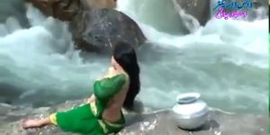 Desi girl in transparent wet saree showing boobshot show - video 1