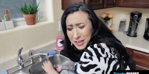 Fucking my busty MILF stepmom while she doing dishes - video 1 (Lily Lane)
