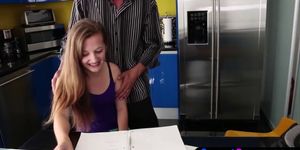 Stepdad helps out a petite teen with sex ed homework (Marissa Mae)