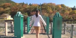 Japanese girlfriend gives a blowjob outdoor