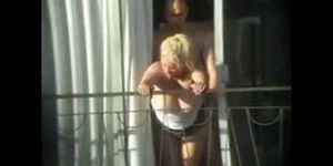 Spying Exhib Neighbour Fucking on Balcony BVR