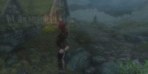 Skyrim - Girl Walking in a Catsuit, getting Fucked and Bound. ( Lil BDSM )