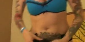 Tattooed Lesbian Fucks her Girlfriend Hard with a Strapon