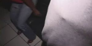 Horny Ebony Cum Slut Gets White Gang