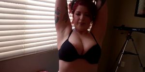 Chubby Tattooed Girl Shows Her Big Ass