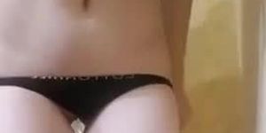 Perfect teen body in black panties
