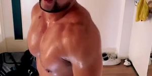 Korean bodybuilder Muscle fucked rough with dildo
