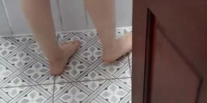 Step mother sneak  in the bathroom with step son and fuck during a Summer Barbeque