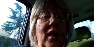 Italian Granny Masturbates In Her Car