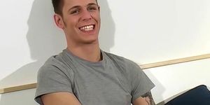 BLAKEMASON - Tattooed UK lad Robbie masturbating after interview solo