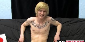 BOY PASSION - Tattooed twink Dustin jerking off in passionate solo (Dustin Gold)