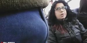 Girl Stares At Bulge On Bus