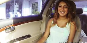 Busty Mexican teen blowjob in the car pov