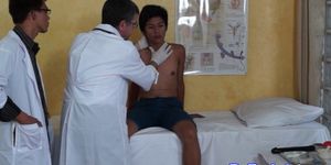 DOCTOR TWINK - Asian twink squirting at doctors visit before getting rimmed